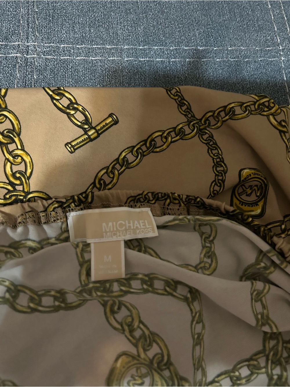 Michael Kors Tan Chain-Print Long Sleeve Blouse - Picture 7 of 7